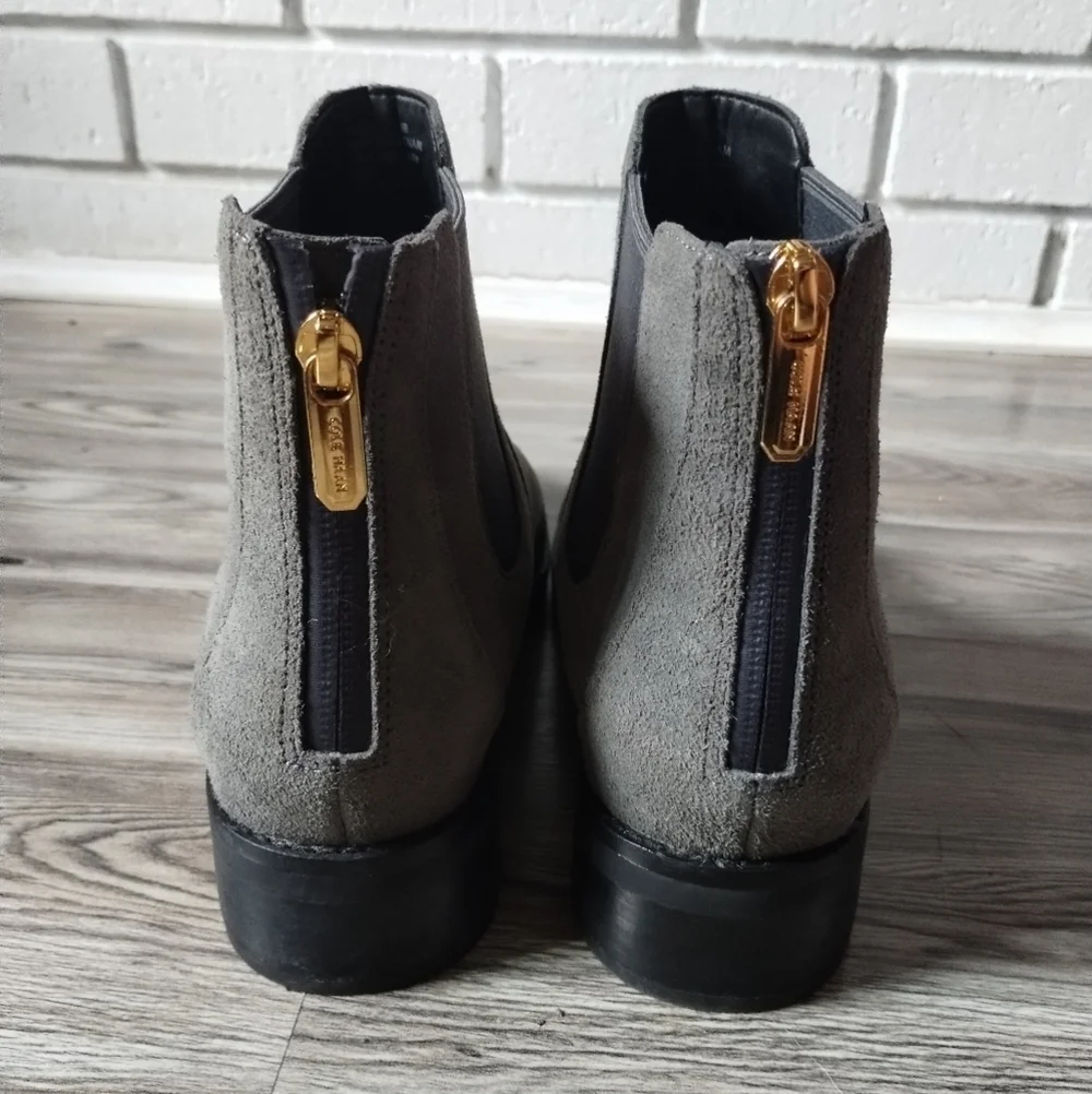 Cole Hann Reid Gray Sueded Waterproof Booties Women's Size 8